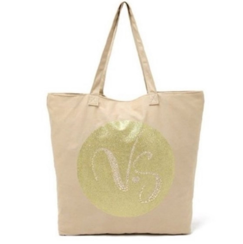 NWOT Victoria's Secret Embellished Canvas Tote Bag - Picture 2 of 7